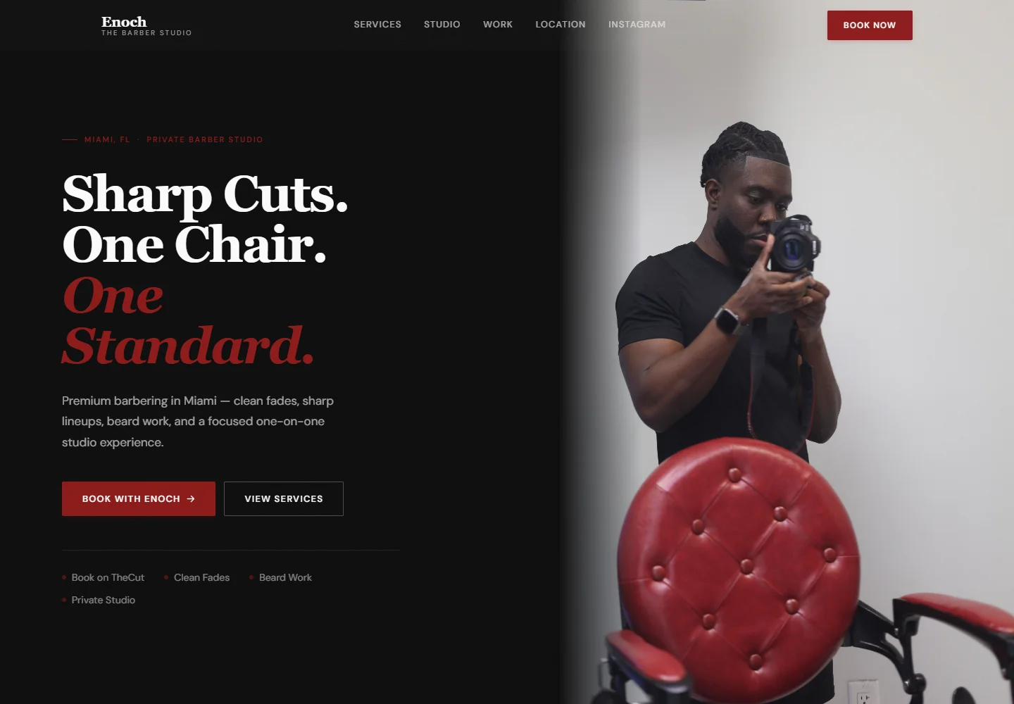 Desktop preview of the Iron Coast Barber Co website homepage