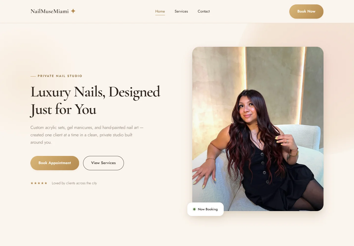 Desktop preview of the Nail Muse Miami website