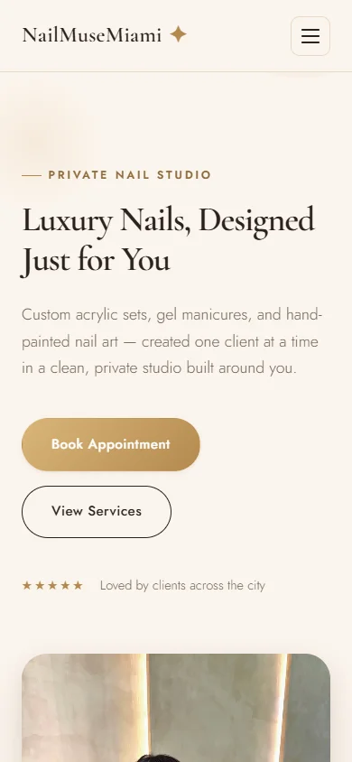 Mobile preview of the Nail Muse Miami website